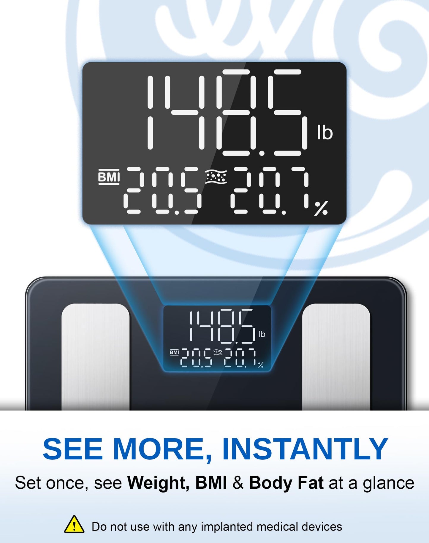GE Smart Scale for Body Weight: BMI Body Fat Digital Bathroom Scales, 13 Body Composition Monitor Health Analyzer for Home Gym, Bluetooth App Sync, Accurate 400lb Weighing, Black 11inch