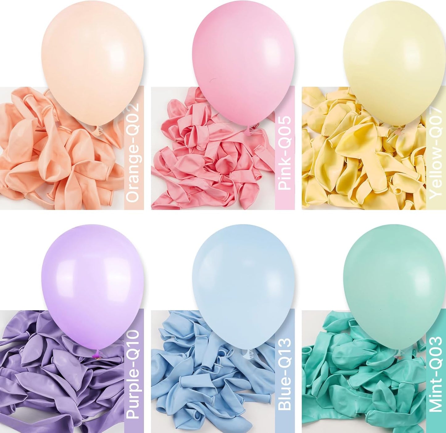 PartyWoo Pastel Balloon Arch Kit - 152pcs in Light Baby Pink, Blue, Green, Purple & Yellow for Celebrations
