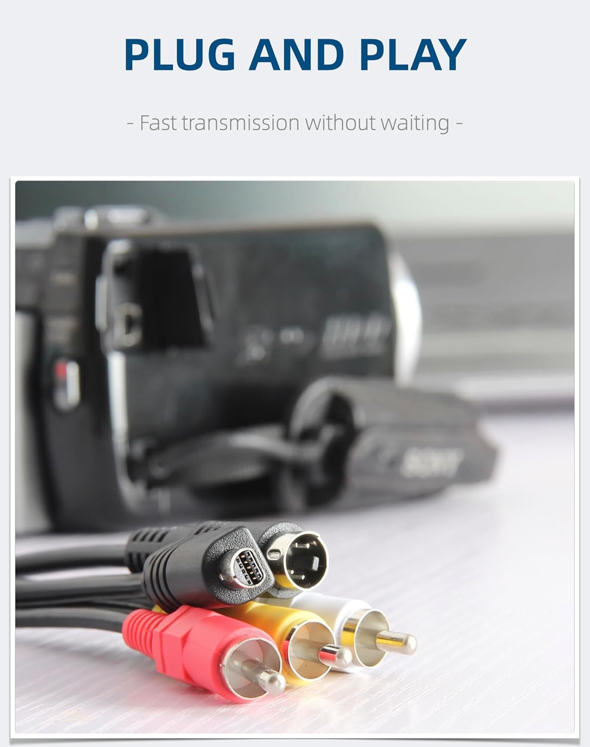 VMC-15FS VMC-30FS 10Pin 3RCA DCR-HC20 DCR-HC26 DCR-SR80 DCR-SR85 4.9ft Replacement AV A/V TV Video Cable AV TV-Out