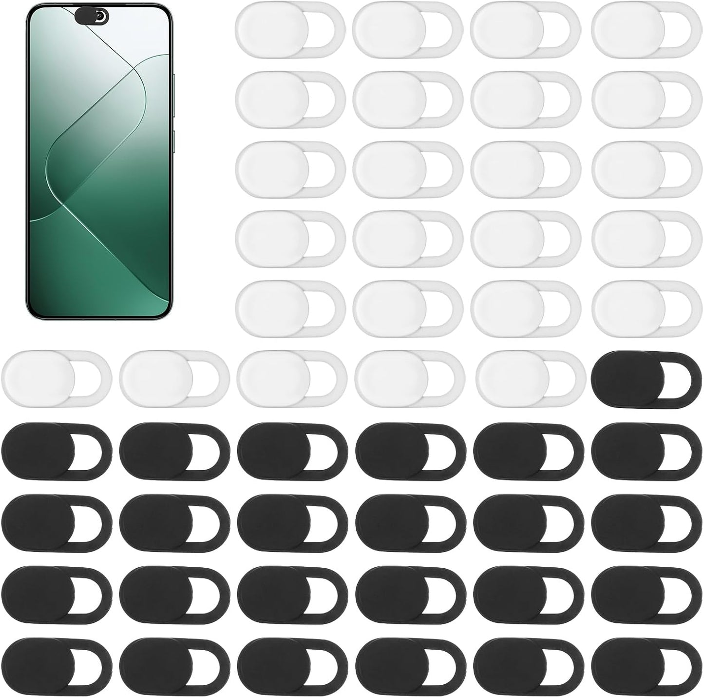 Larrel 50 Pcs Webcam Cover, Black Practical Laptop Camera Cover Small Portable Phone Camera Covers for Compute Cell