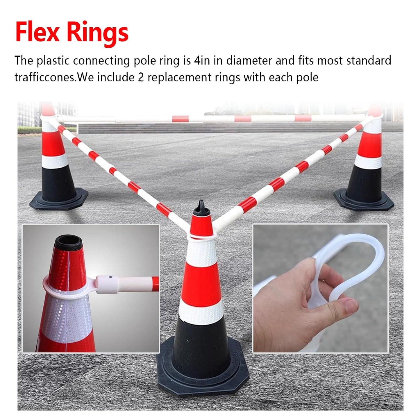 1 Pack Retractable Cone Bar 4 FT to 6.9 FT, Expandable Portable Safety Barrier for Road Work, Construction, Temporary Traffic Control, Durable Barricade Tape