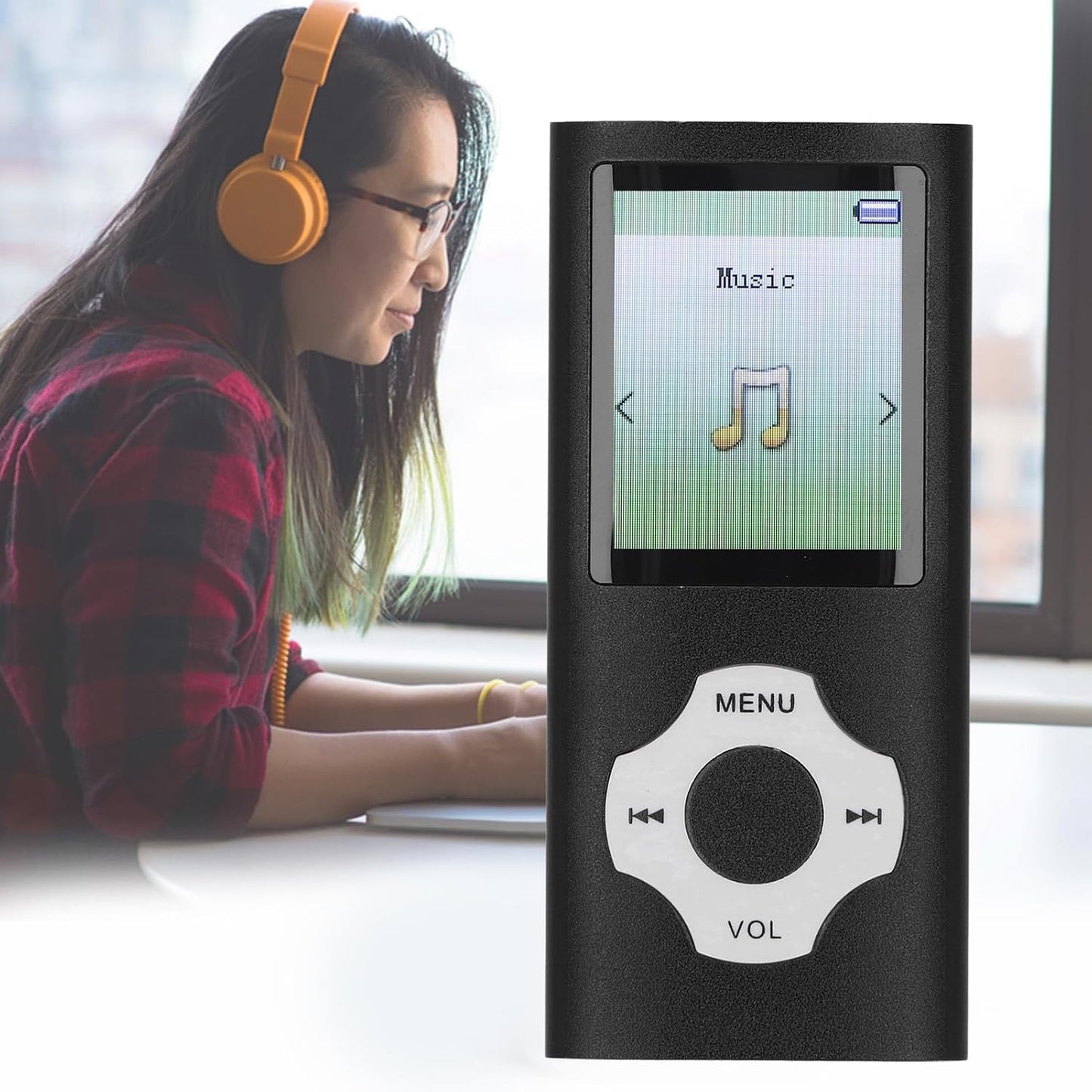 Jectse MP3 MP3 MP4 16GB Bluetooth Player, Ultra Slim Player Portable Music Player with Small Memory Card, Noise