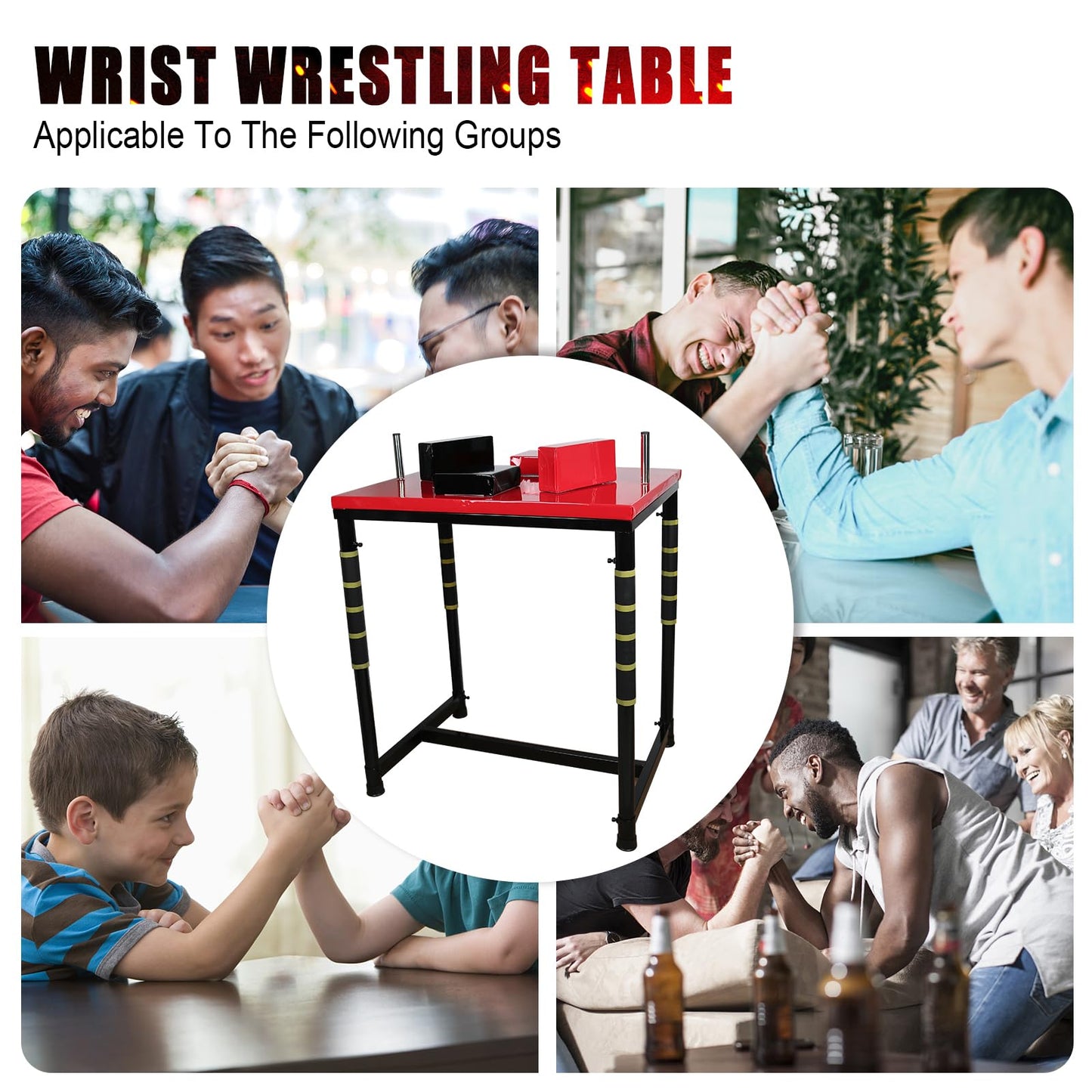 INNOLIFE Professional Arm Wrestling Battle Table, Arm Strength Training Equipment Competition Training Arm Wrestling Table for Use in Home Gym, Red