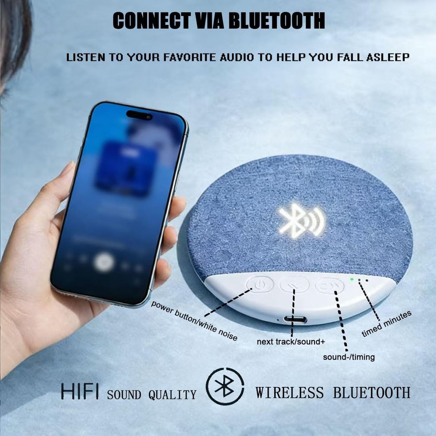 Generic 2026 New Bluetooth Sleep Pillow Speaker, Wireless White Noise Pillow Speaker with Timer, Ultra-Thin Stereo Bass