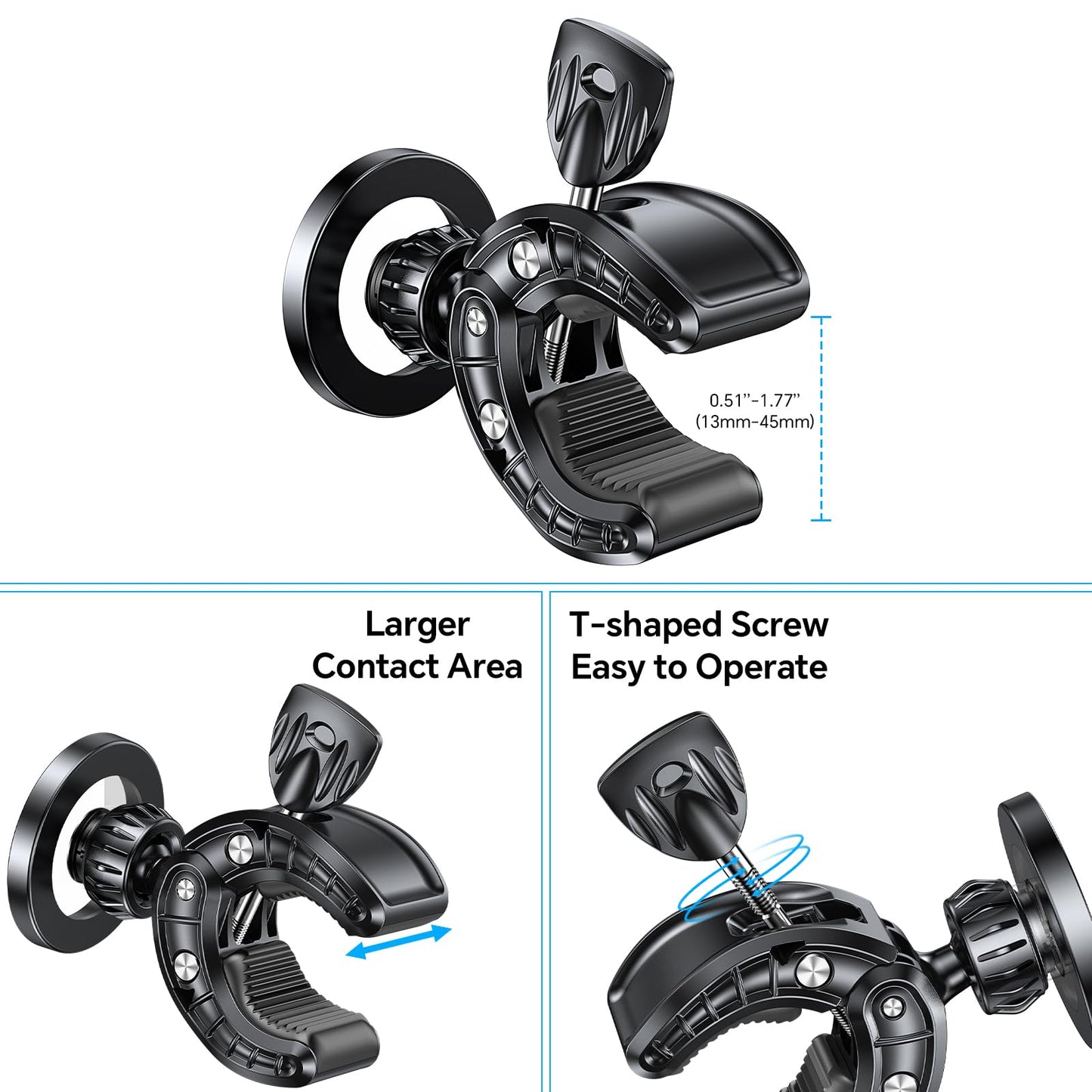 Coolpow Gym Magnetic Phone Holder Mount for MagSafe【Strong Magnets】 Stroller Phone Holder Adjustable Stand Clamp, with Gym Equipment, Stroller, Shopping Cart, Treadmill for iPhone 17 Pro Max 16 15 14