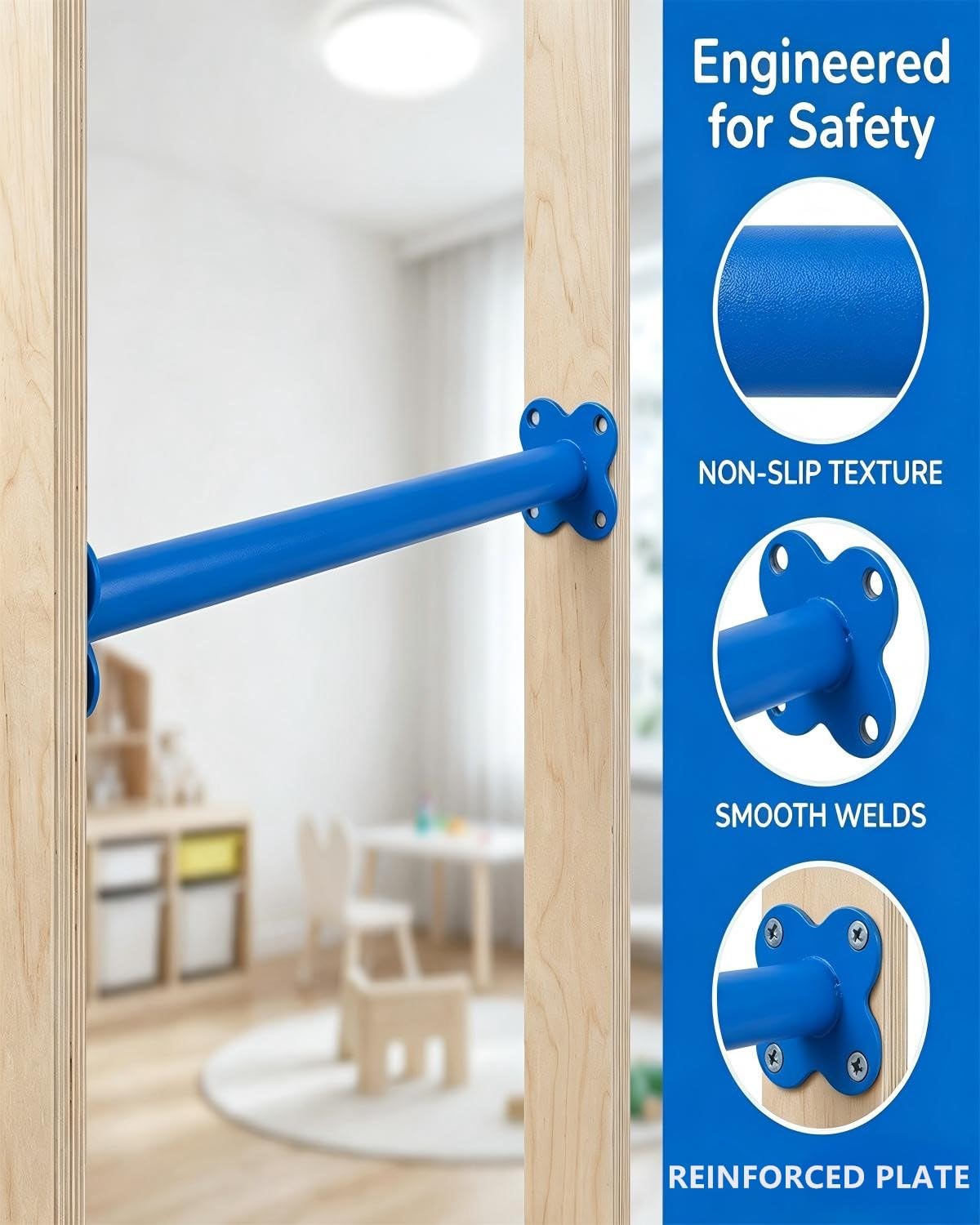 10 Pack Steel Monkey Bars Ladder Rungs, 16.5 Inch Blue Whit Screws, Hardware Kit for Backyard Playground Swing Set & Indoor Outdoor Climbing Equipment (Blue)