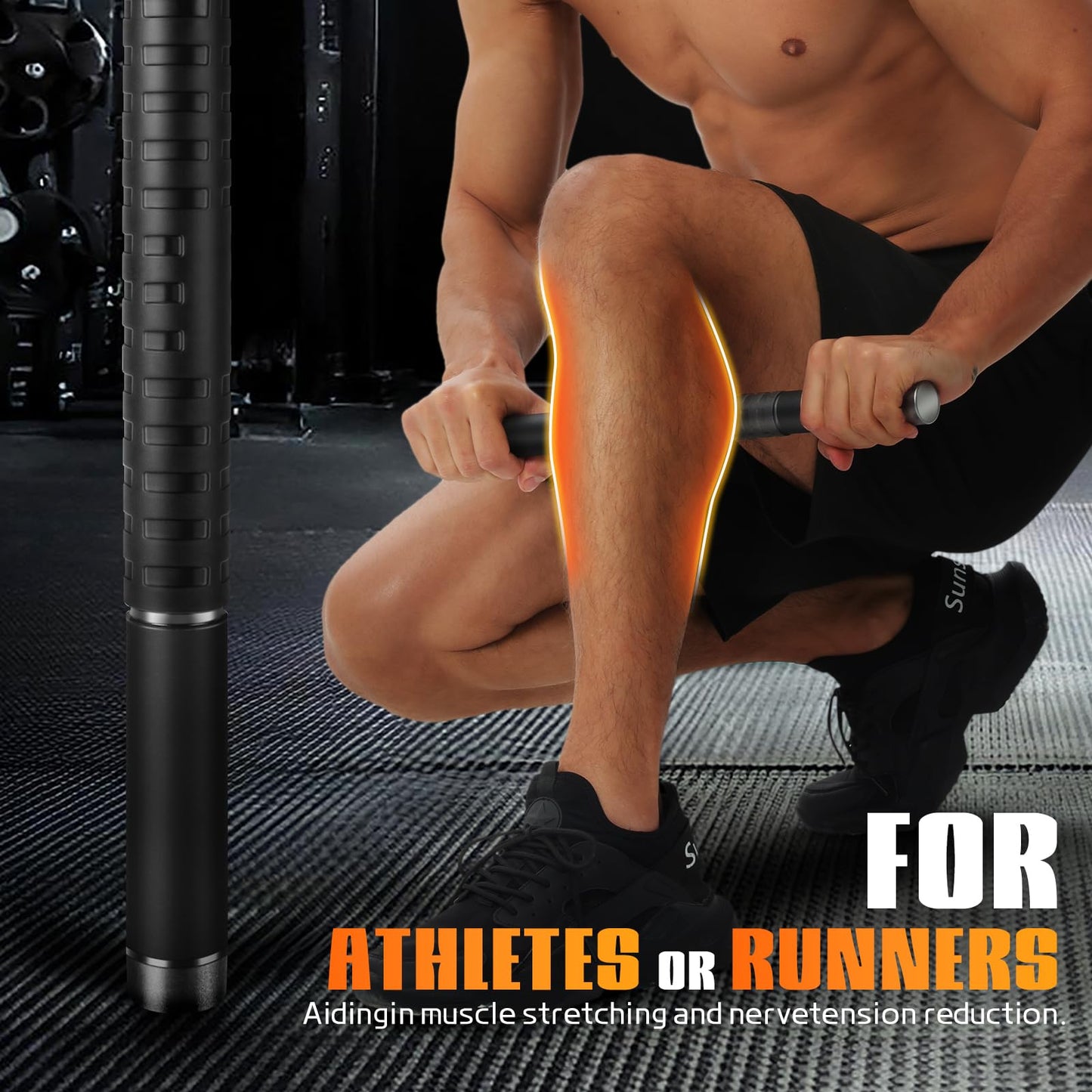 Muscle Roller Stick, Massage Roller for Muscle Deep Tissue Massage, Calf Roller for Myofascial Release, Therapy Roller Stick for Back, Legs, Arms, Waist, and Shoulders Full Body Use (Black)