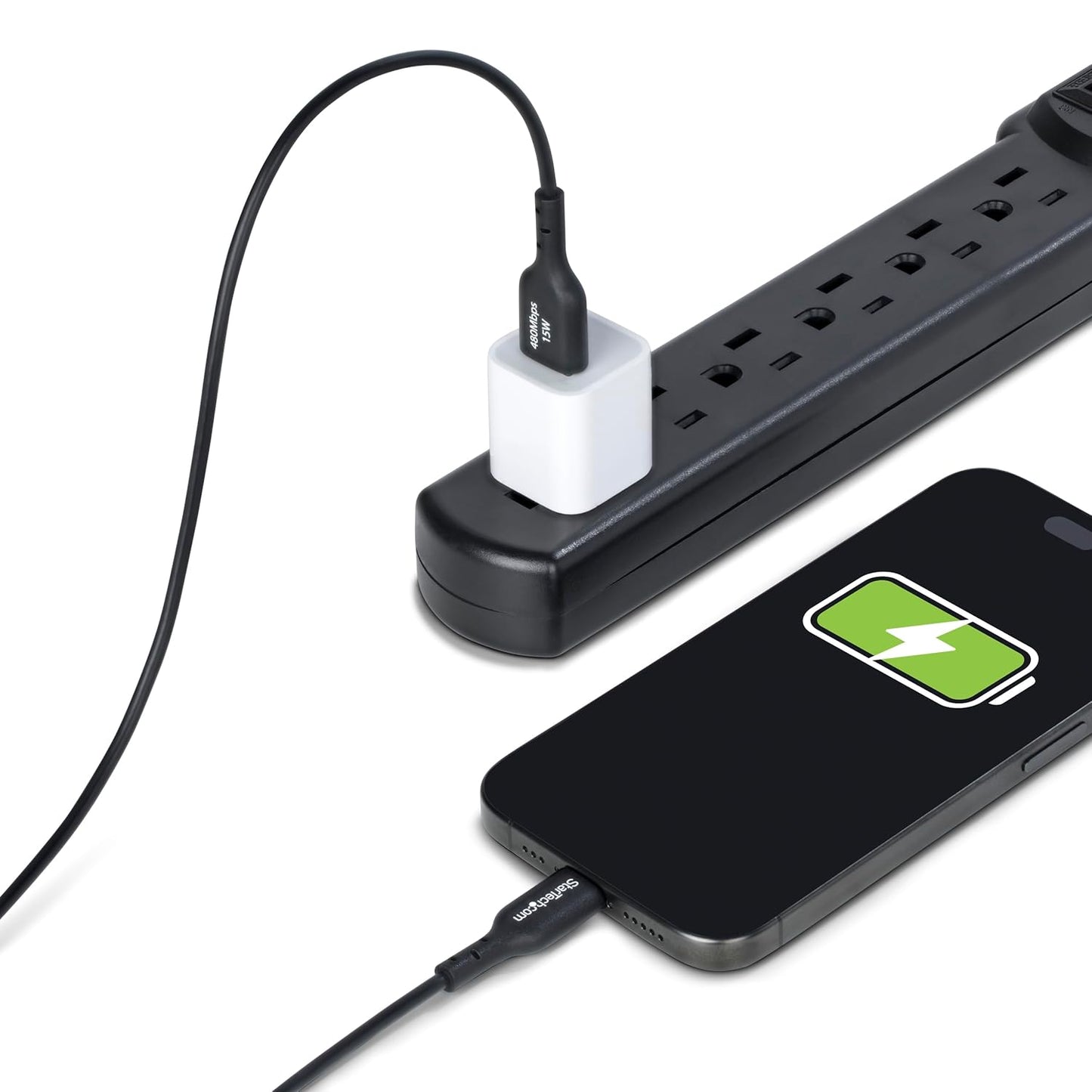 StarTech.com 15ft (4.5m) 3A, 2.0, USB-A to USB-C Charging Cable, Charge & Sync, USB TPE Jacket, Black USB Charging Cord