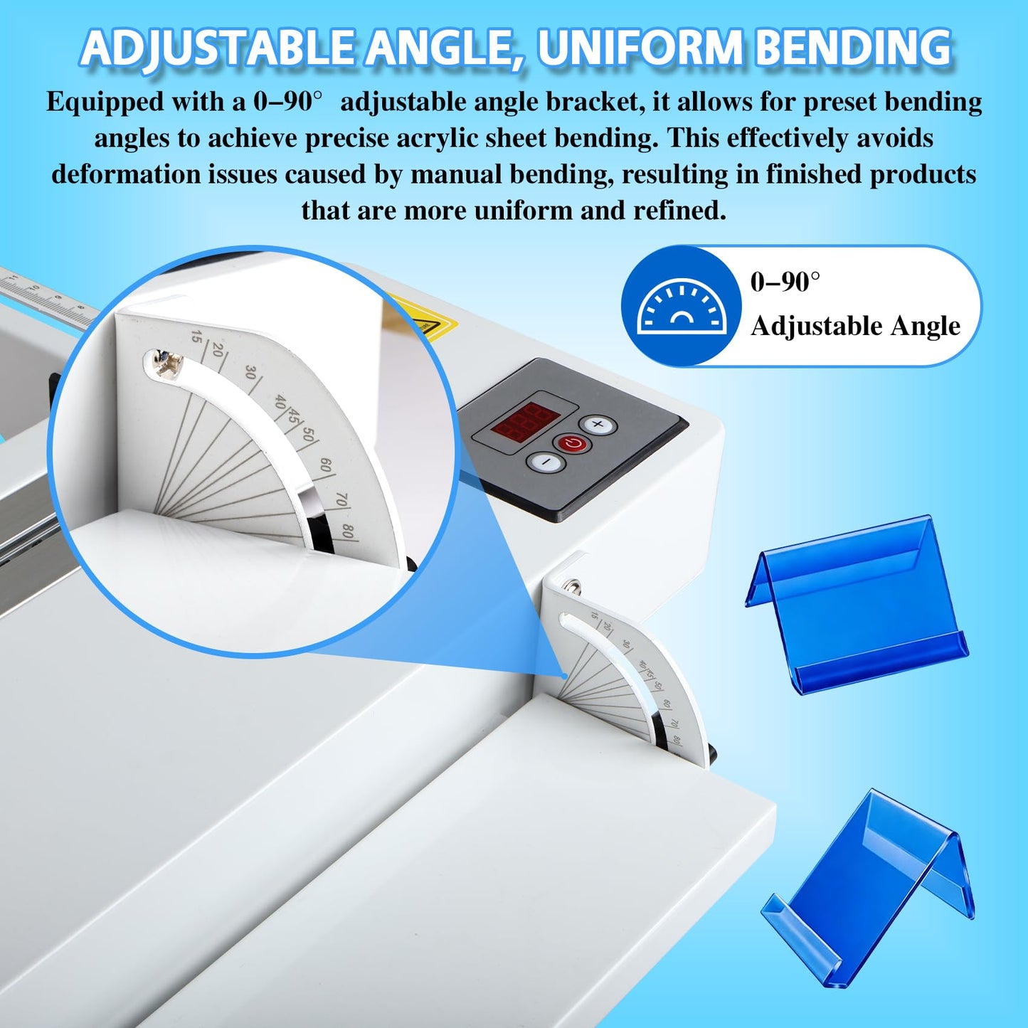 Digital Acrylic Plastic Bender, 24inch Acrylic Bending Machine with Adjustable Length&Angle, Acrylic PVC Plastic Bender with Spare Heating Wire, 60cm Acrylic Strip Bender Heater, 0-100℃, 110V