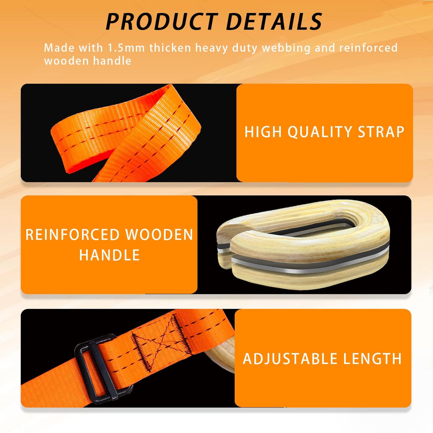 J Bryant Farmer Walk Handles with Reinforced Wooden Grip & Adjustable Heavy-Duty Straps Strength Training Carry Handles for Weight Plates Grip, Core & Endurance Workout Equipment