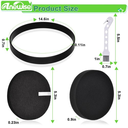 Anewise Filter and Belt Replacement for Bissell 2258 2492 2252 2254 2489 2486 2260 for Cleanview Powerlifter Swivel Rewind Pet Vacuum Cleaner, 2+4 Pack, Compare to Part #3031120, 1608225 & 1601972
