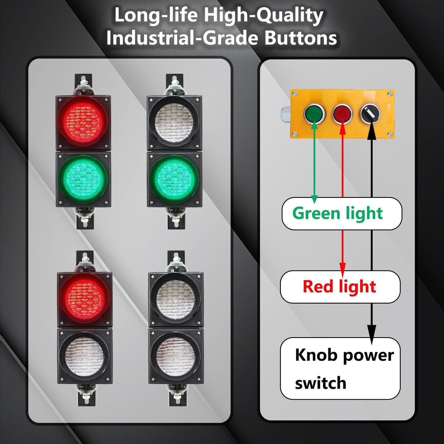 GAJTTR 100-2 4inch 100mm Traffic Stop/Go Light/Button Control/AC 85-265V Lamp LED, PC Casing Water Resistant IP65