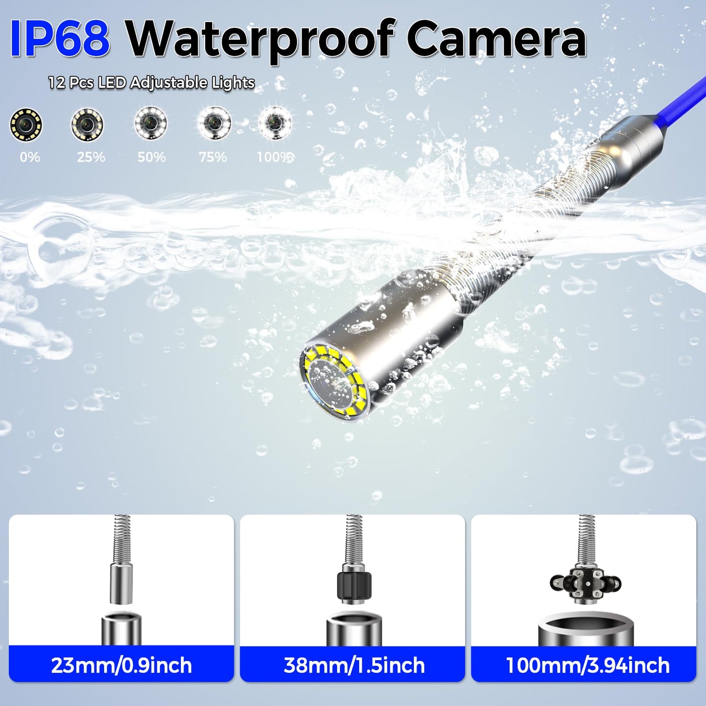 JINXINEBAY Sewer Pipe Inspection Camera, 4.3'' IPS Monitor with 32GB TF Card DVR, IP68 1080P Camera 32FT Fiberglass Cable, 8500mAh Battery Night Vision, for Home/Contractor/Plumber