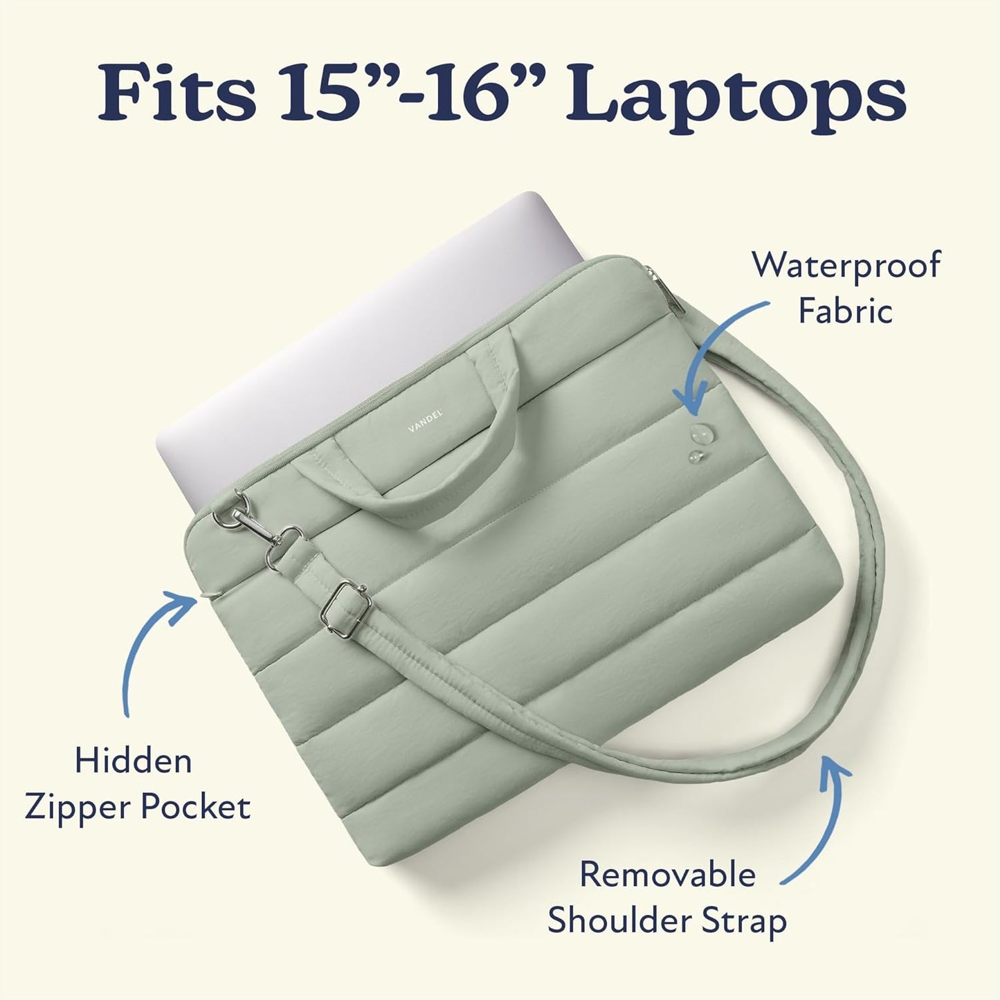 VANDEL 15-16 inch 16 15 Inch 16, 15.6 Laptop Carrying Case Sleeve with Strap, Shoulder Bag with Handle, in Laptop