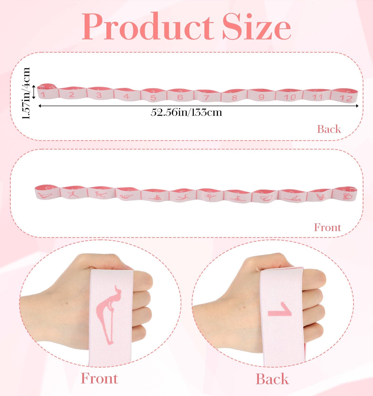 12 Loop Stretch Band, 12 Loops Yoga Straps for Stretching, Yoga Strap for Flexibility Training, Leg Stretch & Exercise, Durable Elastic Resistance Band