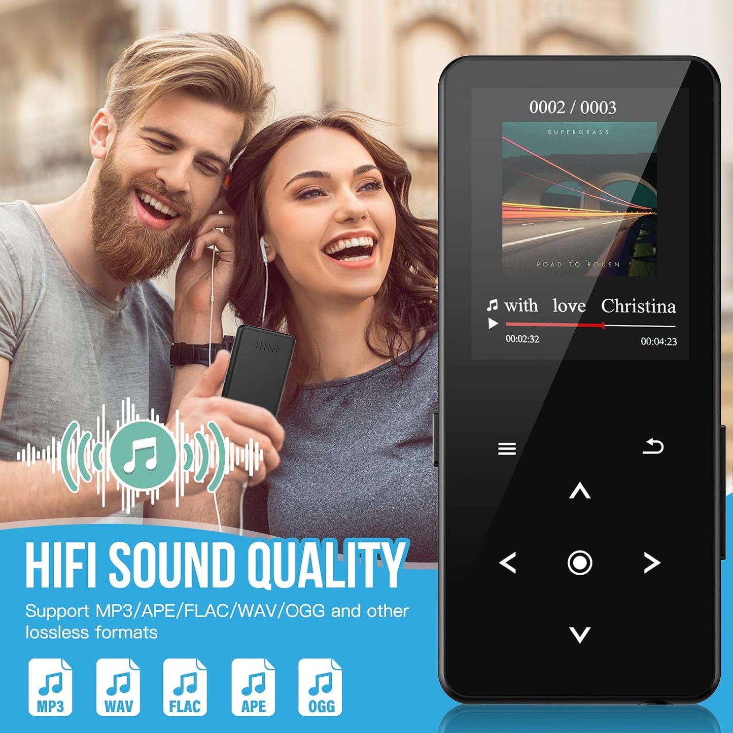 ANVOSCI 32GB MP3 5.0, MP3 Player with Bluetooth Music Player with Built-in HD Speaker for Kids Reproductor FM Radio