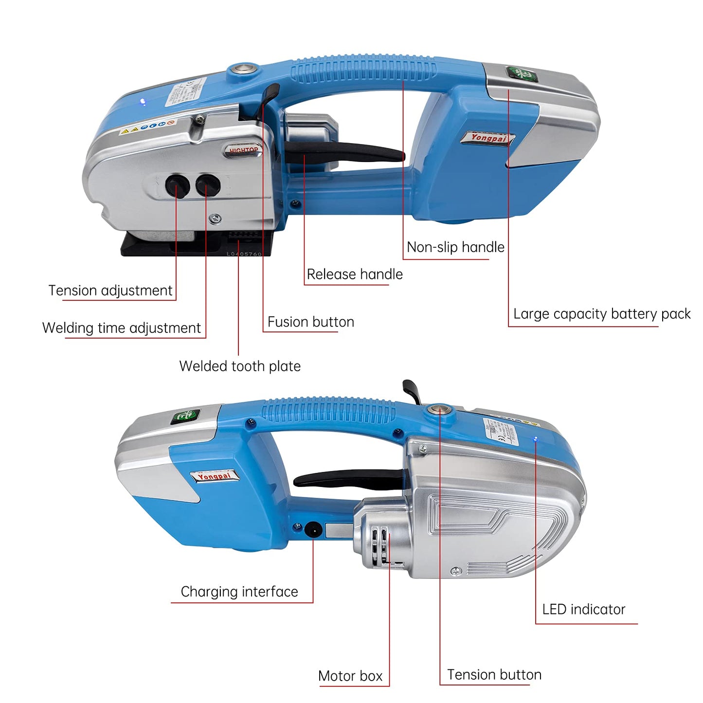 CAPTOK Electric Strapping Machine for 1/2-5/8 Inch Wide PP/PET Strap - Automatic Tool With 4000mAh Two Battery Hot Melting Box Pallet Packaging Baler Powered Banding Tools