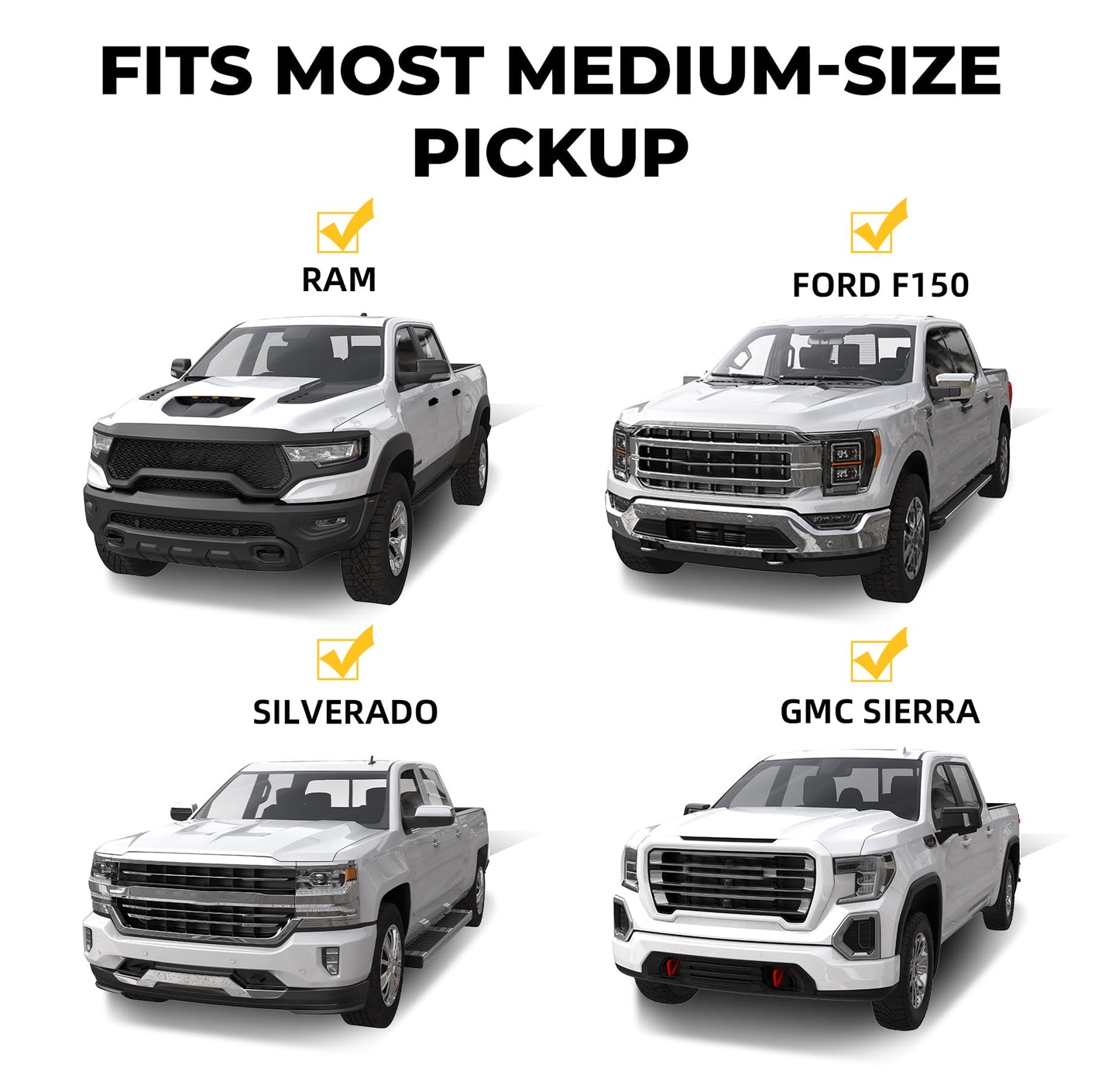 TRUMGETA Ladder Rack for Truck, 800 LBS Capacity Truck Bed Rack, 19"-25" Height-Adjustable Aluminum Truck Ladder Racks, Fit for Large-Size Pickup Ford F150/Ram 1500/Chevy Silverado/Sierra No Bed Rails