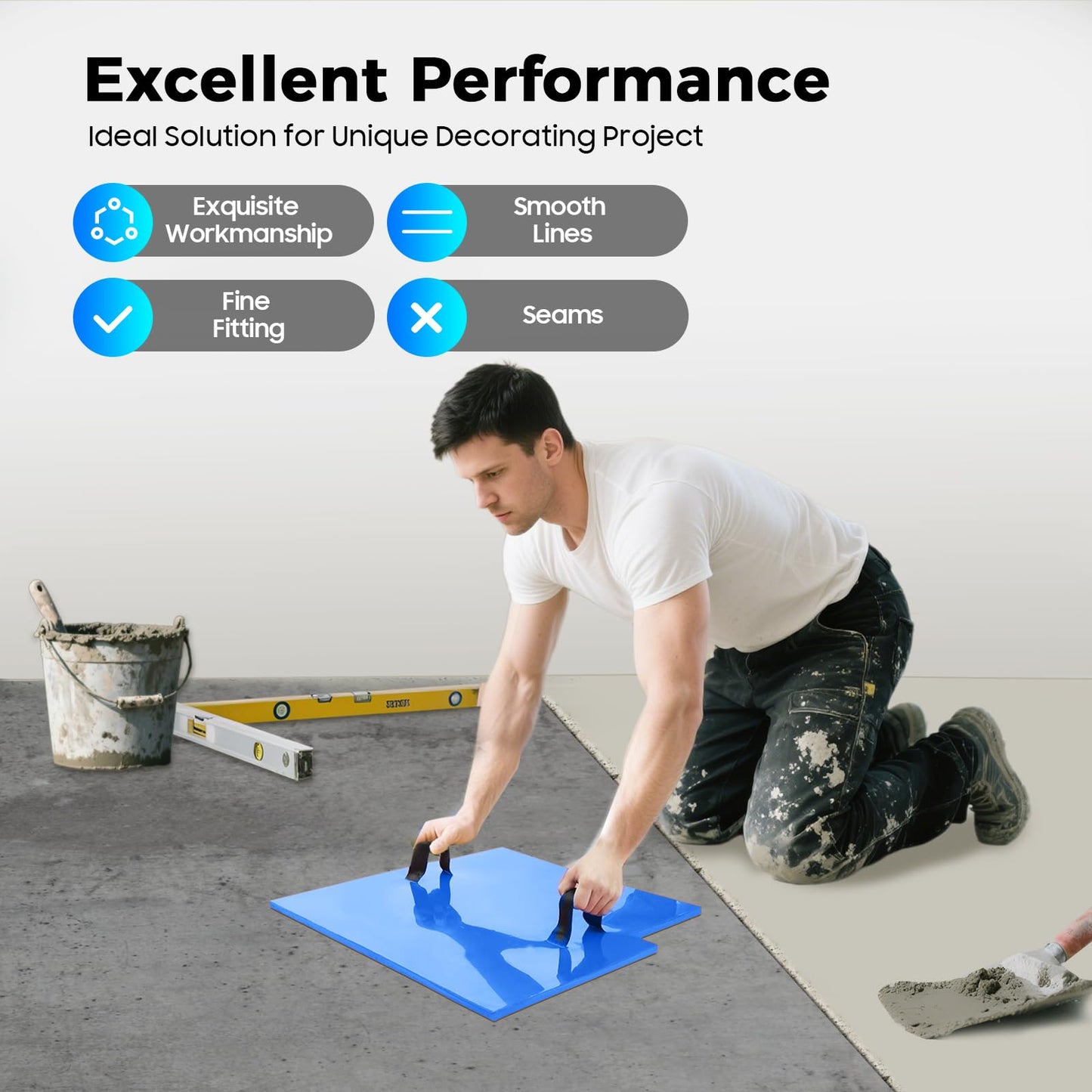 4 PCS Concrete Stamps, 24x24in Concrete Texturing Skin Mats Set with Practical Handles for Courtyard Paths, Driveways, Swimming Pool Platforms