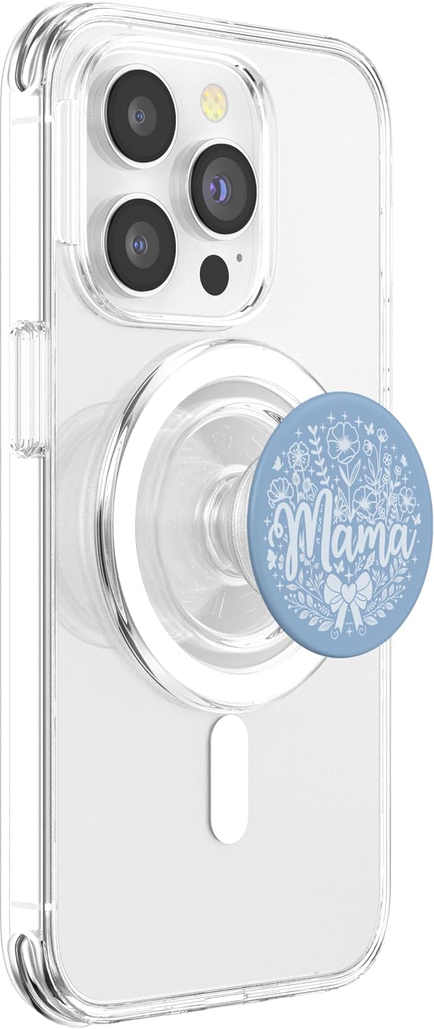 Botanical Wildflower Mama Mothers Day Gifts Co. Pastel Baby Blue Heart Mama Bow Minimalist Floral Wildflower PopSockets