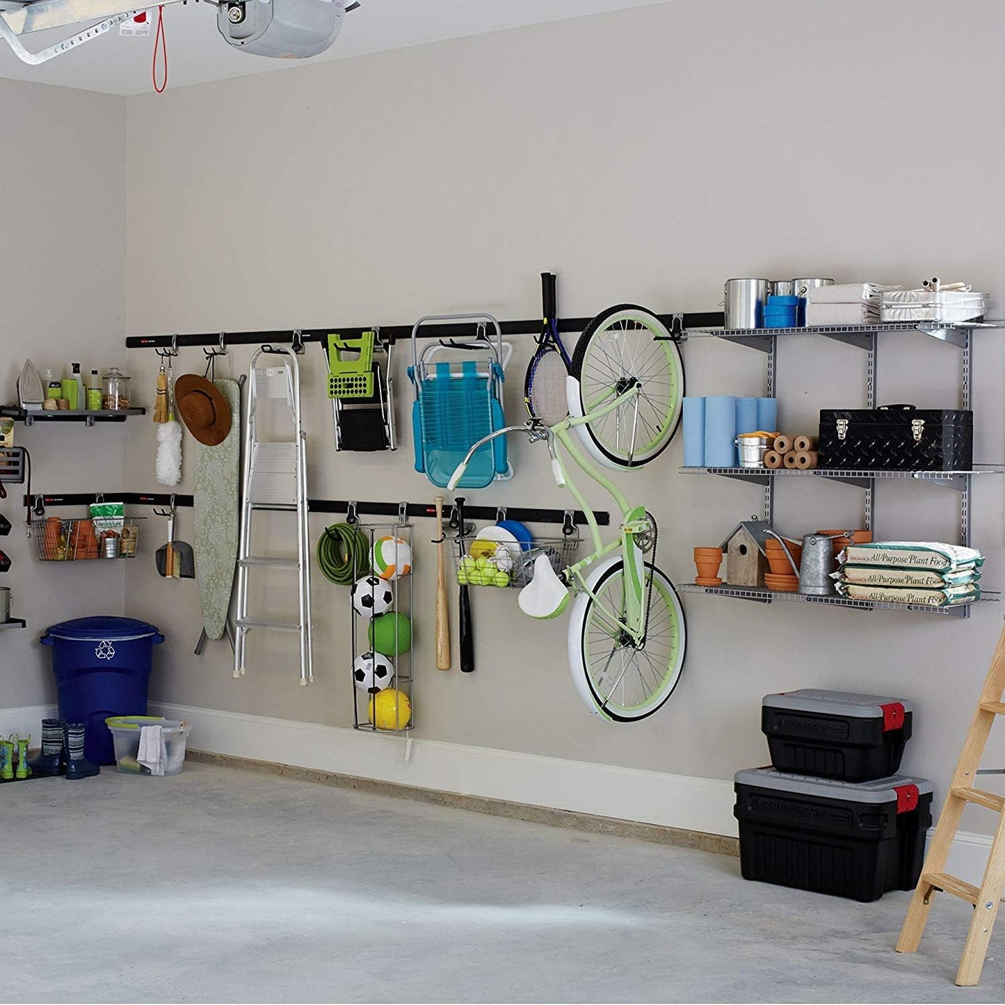 Rubbermaid Garage Hook Organizers - Powder Coated Metallic for Ladder, Tool & Bike Storage | 6 Pack