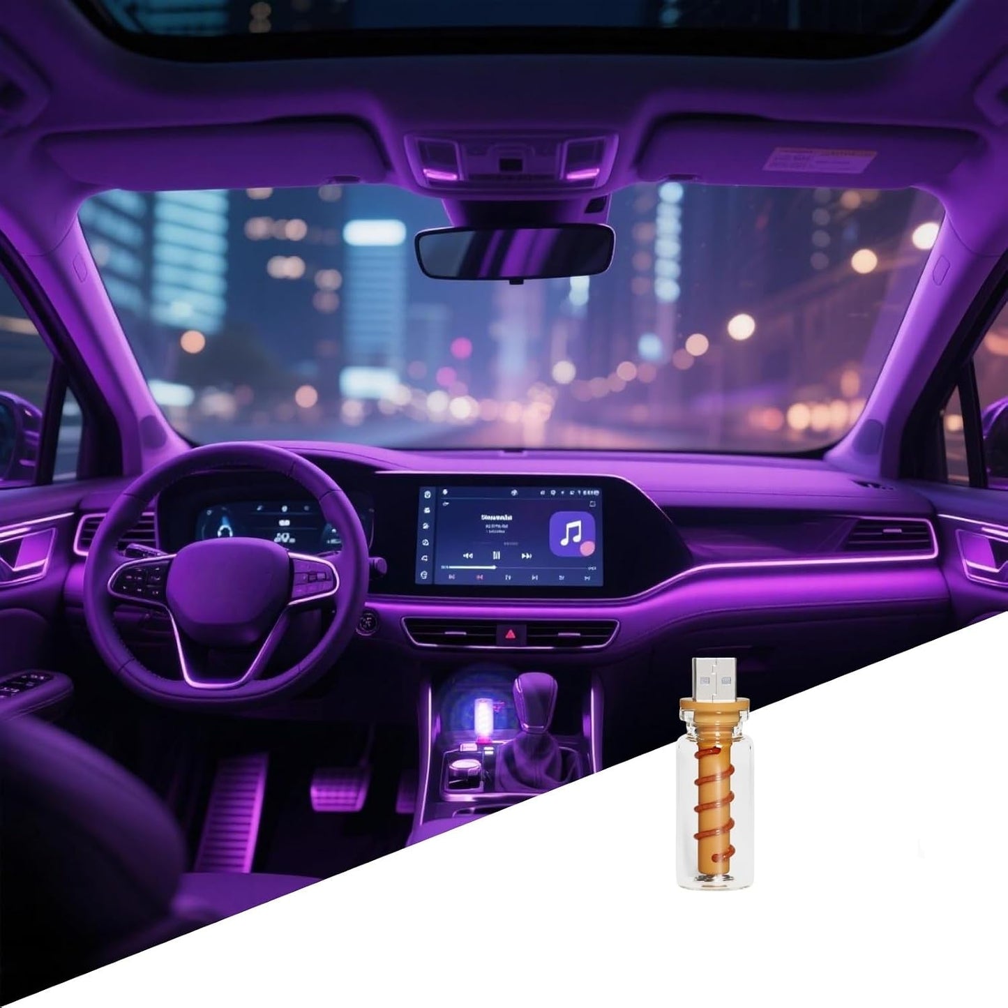 Generic 3D Dimmable Touch Control USB Car Interior Lights - Retro Creative LED Ambient Lighting, Universal USB Lights