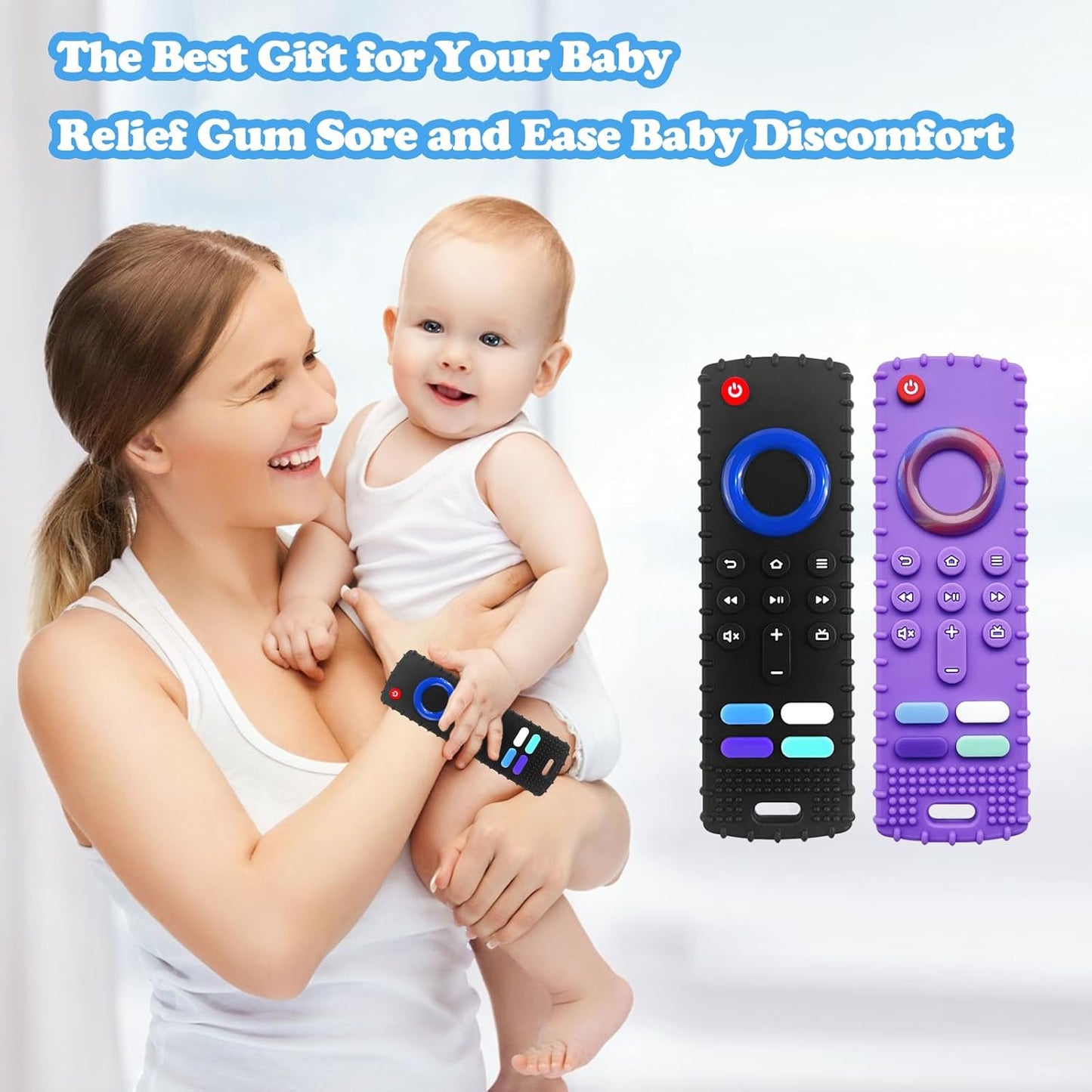 ROBBEAR Baby Teething Toy - Food Grade Silicone Teether in Fire TV Stick Shape | BPA Free, Ideal for 3-18 Months
