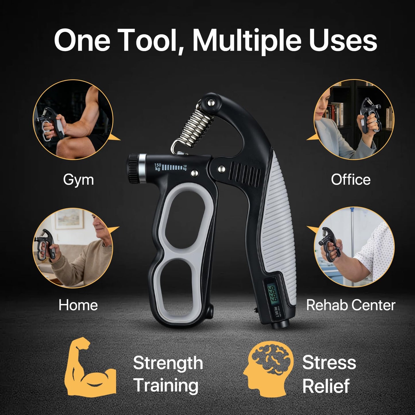 Adjustable Hand Grip Strengthener with Electronic Counter, 22-330 LBS Grip Strength Trainer for Forearm, Wrist & Finger Training, Hand Gripper for Strength Building, Home Workout & Physical Therapy