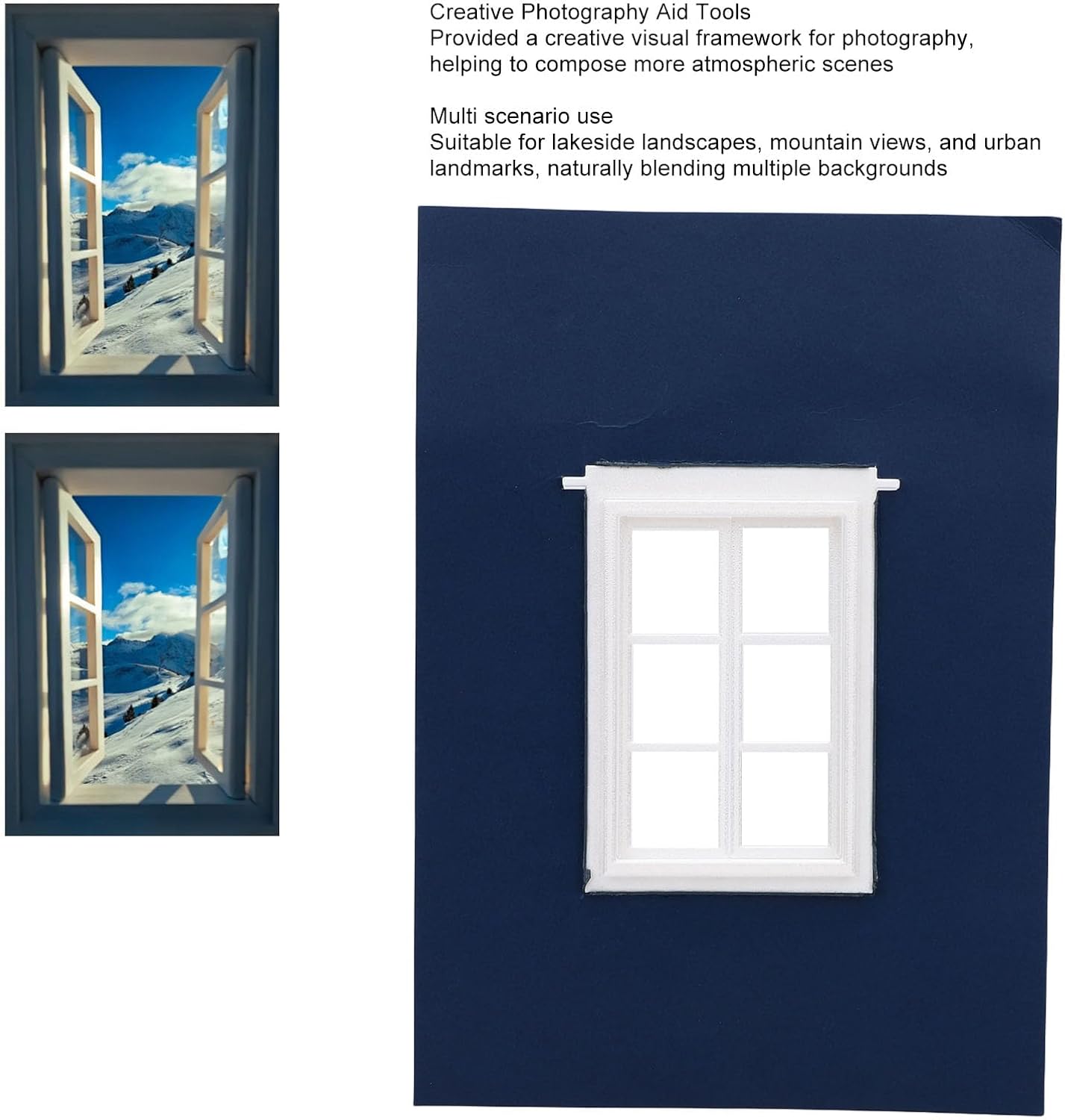Aqur2020 20x15cm 14x11cm Window View Photography Prop, Creative Frame Tool with Opening for Landscape Travel City Photo