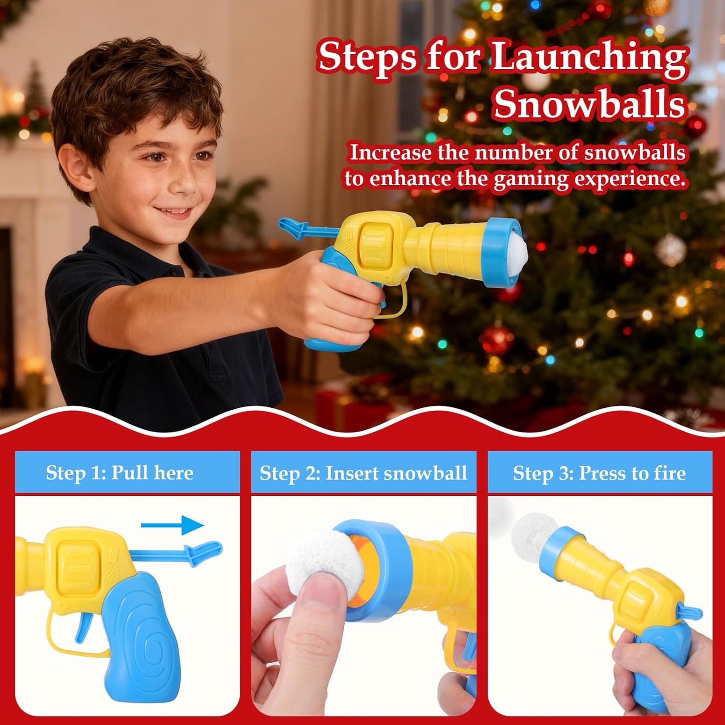 Vodolo Fake Snow Balls - 100 PCS Indoor Snowball Fight Set with Launcher & Snow Bag | Winter Fun