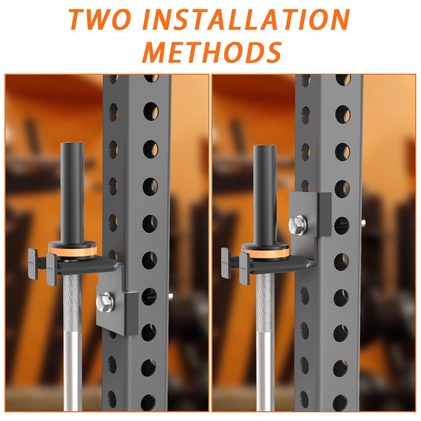 J Bryant Barbell Holder for 3x3 Power Racks, No Drilling Required – Heavy-Duty Steel Barbell Storage Rack with Protective Padding, Fits 5/8''-1'' Holes – Secure & Space-Saving Gym Equipment Organizer