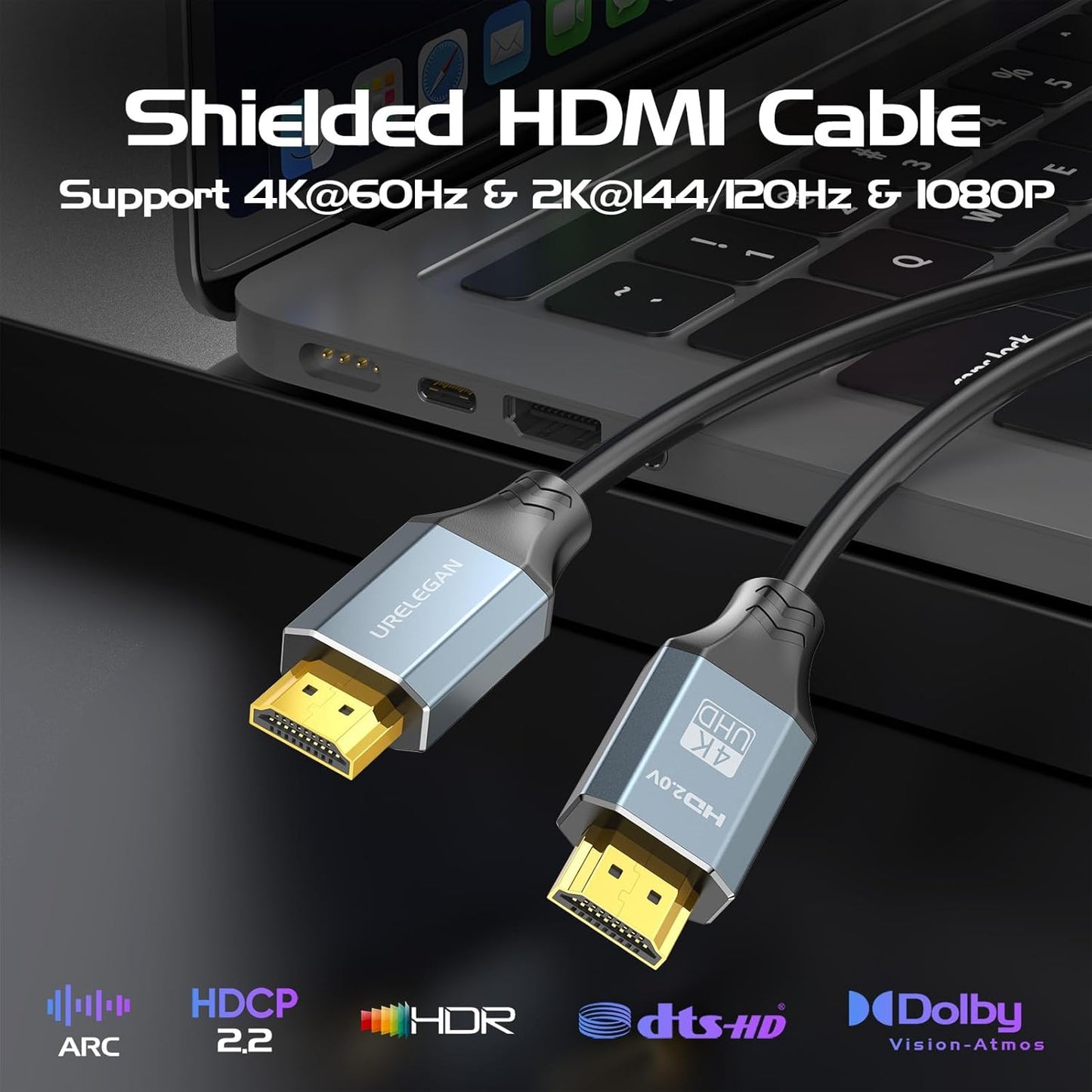 10 5-Pack, 4K 10FT, 2.0 4K@60Hz, 2K@165/144/120Hz,1080P, 3D, 2.2, CL3 FT HDMI Cable High Speed HDMI Cord HDMI to HDMI