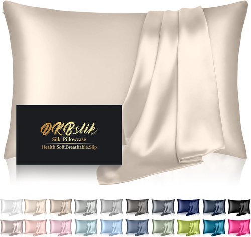 Mulberry Silk Pillowcase - Anti-Acne Cooling Beauty Sleep | Queen Size Natural Silk Satin, Beige