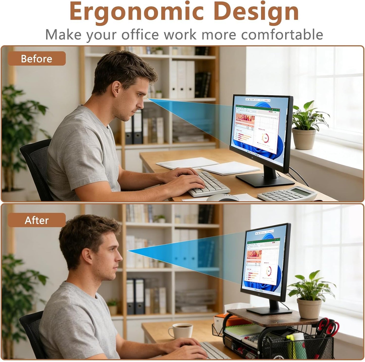 (2-Tier Management,66LBS/30KG, Desk Organizers and Accessories Monitor Riser, Monitor Stand with Drawer Drawers)