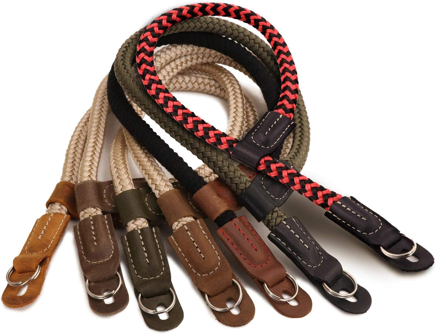 MegaGear Leather & Cotton Camera Wrist Strap - Secure Hand Grip, Adjustable Anti-Drop Hand Strap Compatible with Canon