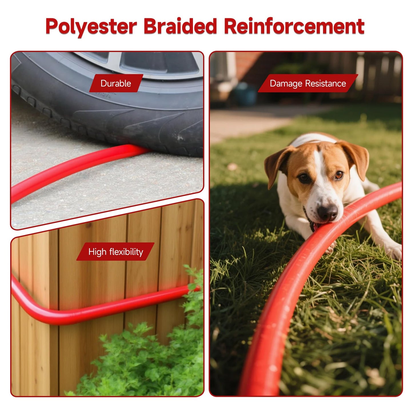 3/4 inch * 100FT Red Rubber Air HoseChicago Connectors Air Compressor Hose 100% Rubber, 300 PSI, 50F to 190F Degrees High Strength Polyester Braided Replacement Air Line Kit