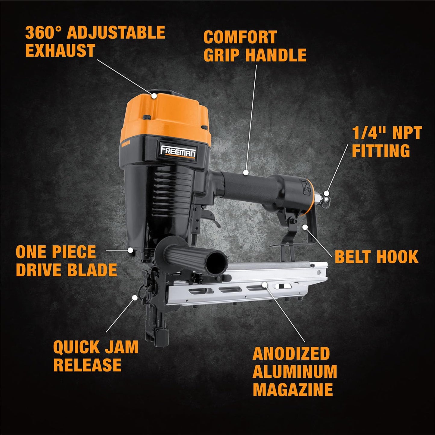 Freeman PFS9 Pneumatic 9-Gauge 2" Fencing Stapler with T-Handle, Adjustable Metal Belt Hook, and Case