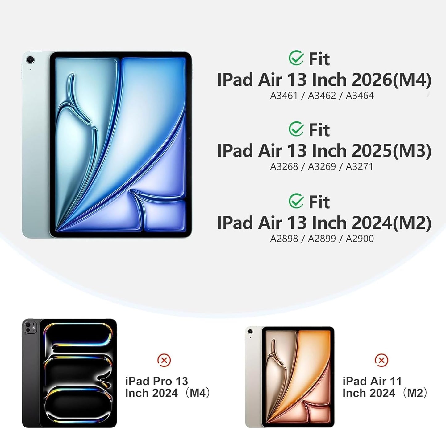 Akkerds 13 Inch (M4/M3/M2) 2026/2025/2024 13 Compatible for iPad Air Case with Pencil Holder, Trifold Stand Protective