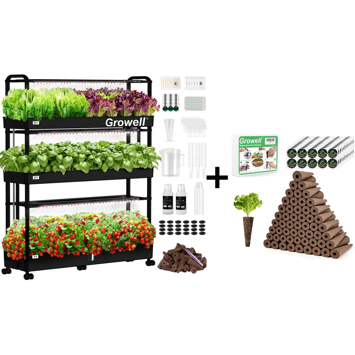 90 Pods Hydroponics Growing System Kit & 280 Pcs Hydroponic Pods Kit