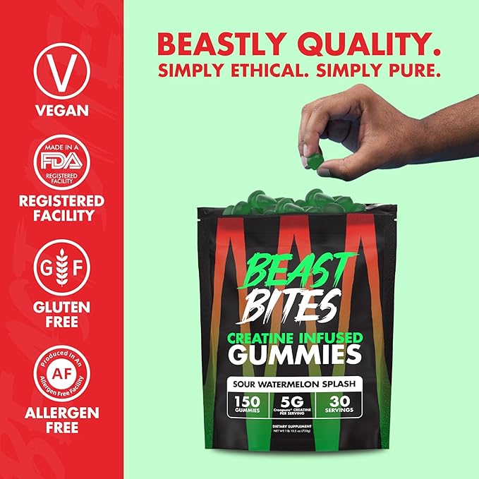 Creatine Infused Gummies - 5g Creapure Creatine Monohydrate Per Serving - NSF Certified for Sport - 30 Servings