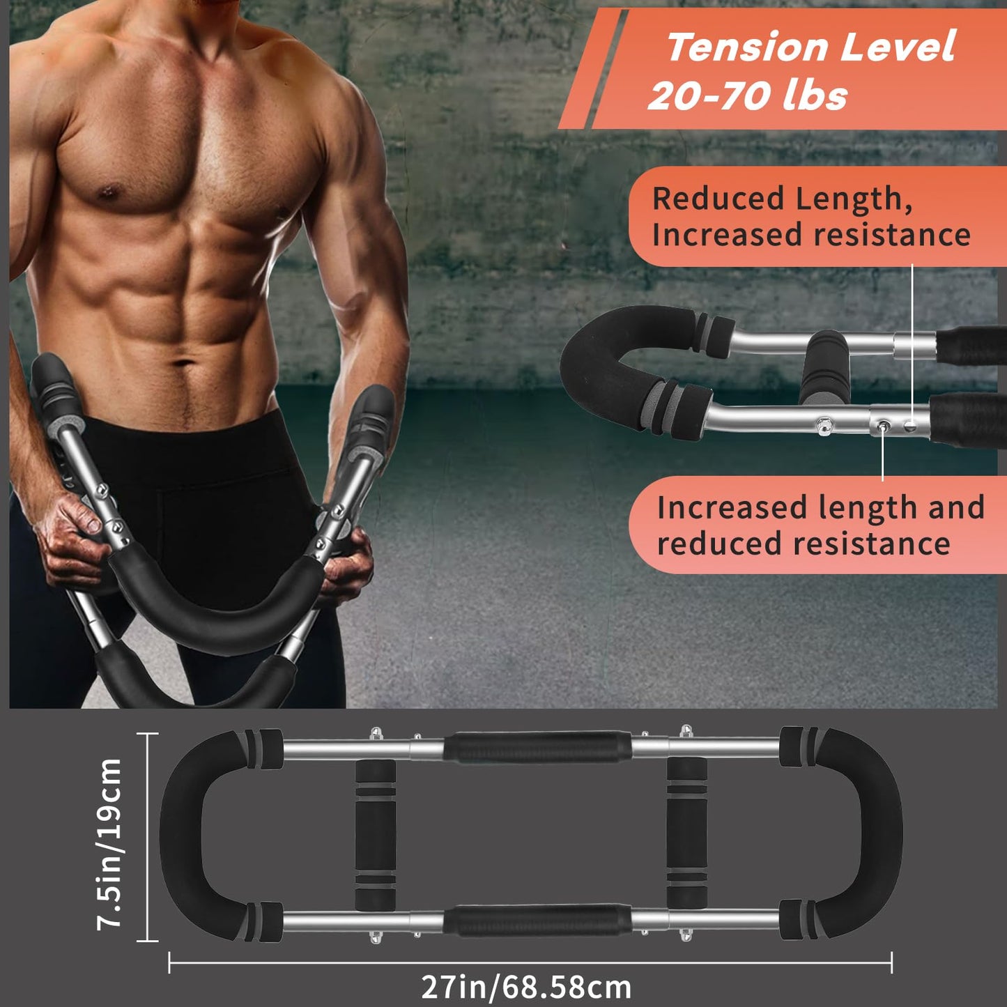 Twister Arm Trainer, 20-70 lb Adjustable Chest Workout Equipment, Gifts for Men Women, Forearm Strengthener Arm Exercise Equipment Ideas Gifts for Dad Husband, Chest Trainer for Home Workout Equipment