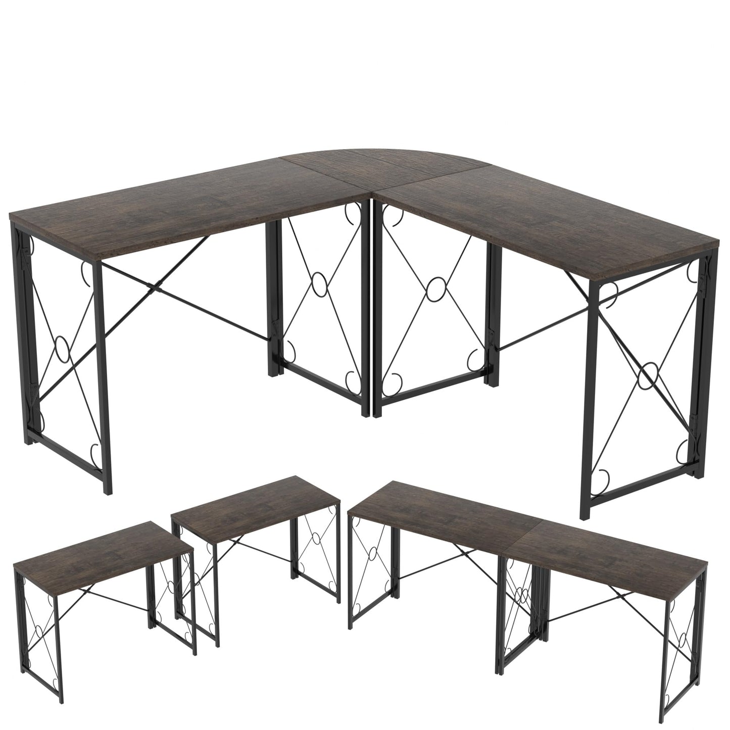 VECELO 59" L Shaped Computer Desk, Corner Computer Desk, Sturdy Home Office Computer Table for Small Space, Writing Desk, Larger Gaming Desk Workstation,Oak Gray