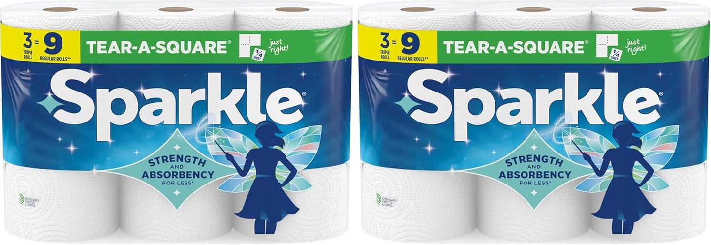Sparkle Paper Towels - Pick-A-Size, 3 Triple Rolls, Convenient Pack of 2 for Easy Cleaning