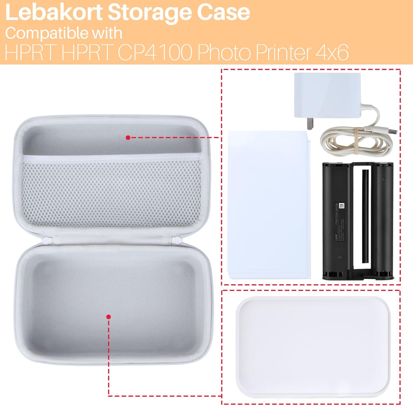 Lebakort Storage Case Compatible with HPRT CP4100 Photo Printer 4x6 Instant Picture Printer