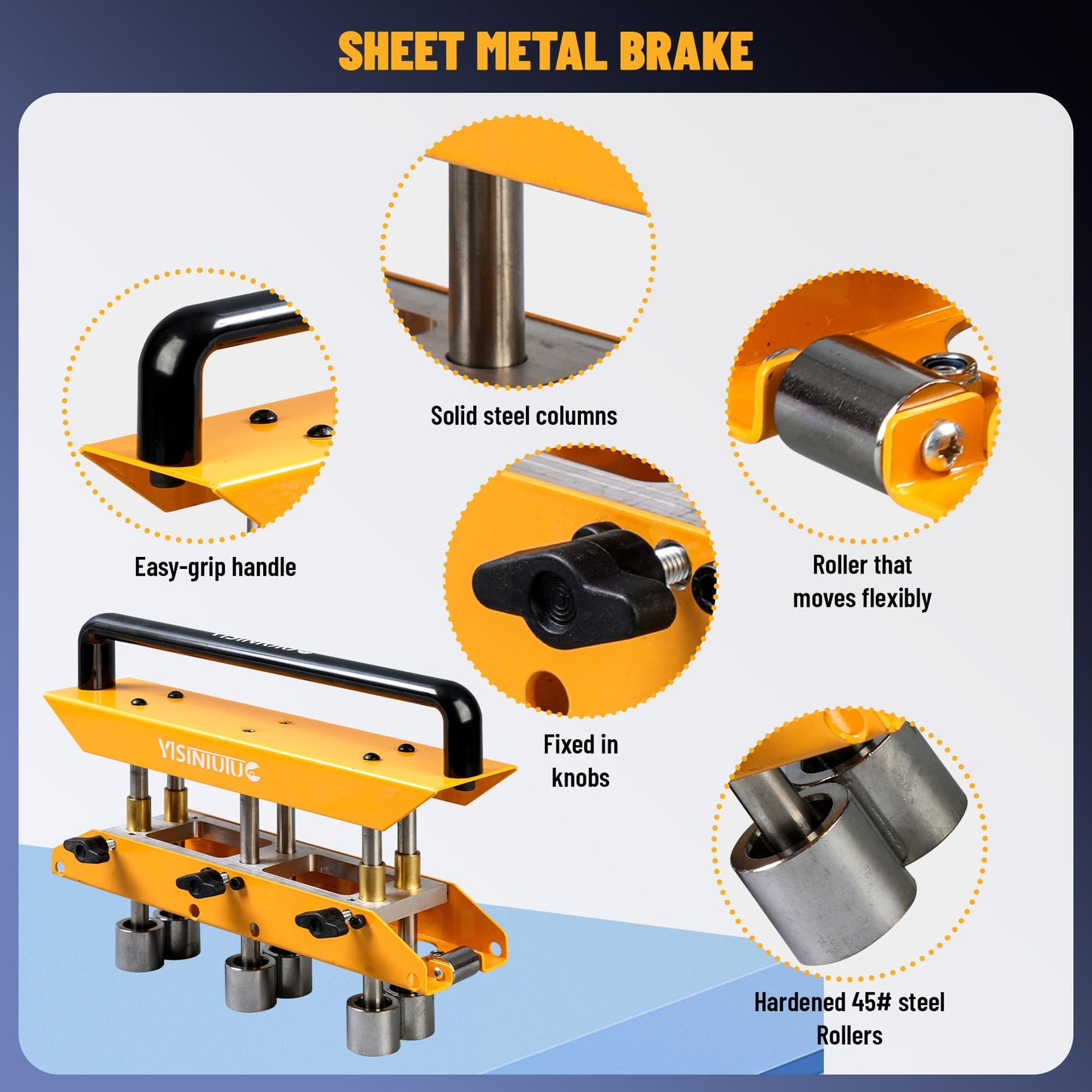 Large Sheet Metal Bend,Three-Station Edge Roller Bender,0-90° Bending Angle Bending Metal Roofing Materials,Adjustable for Making 5/8" to 4" (16 to 102 MM) Bends in 29 to 22-Gauge Steel