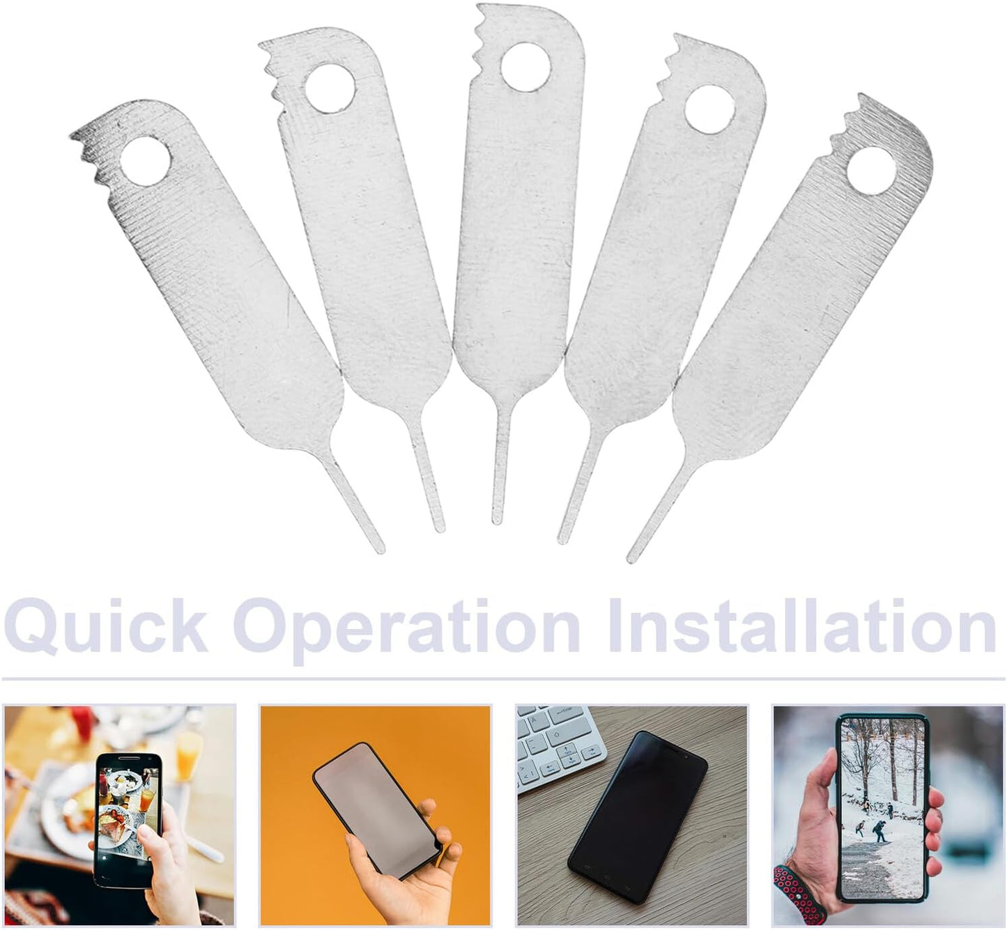 400pcs KALLORY Sim Card Eject Pins and Mobile Phone Card Removal Tools with Hanging Hole, Universal Sim Tray Opening