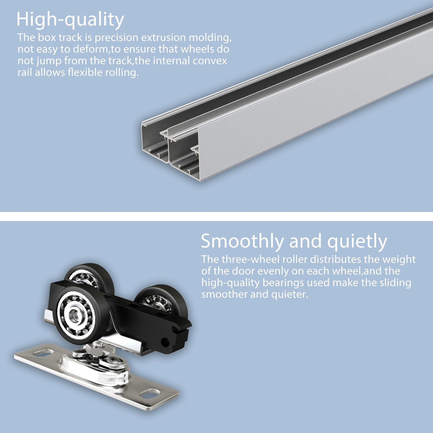 Sdstone Heavy Duty Bypass Door Hardware 60"/5FT,Aluminum Sliding Closet Door Track Hardware for Cabinet Closet, Pocket Door Track Rail Set, Smoothly and Quietly