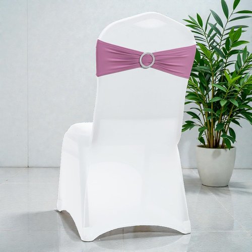 MDS Spandex Chair Sashes - Universal Fit Elastic Stretch Bands with Buckle for Weddings | Dusty Pink - Pack of 200