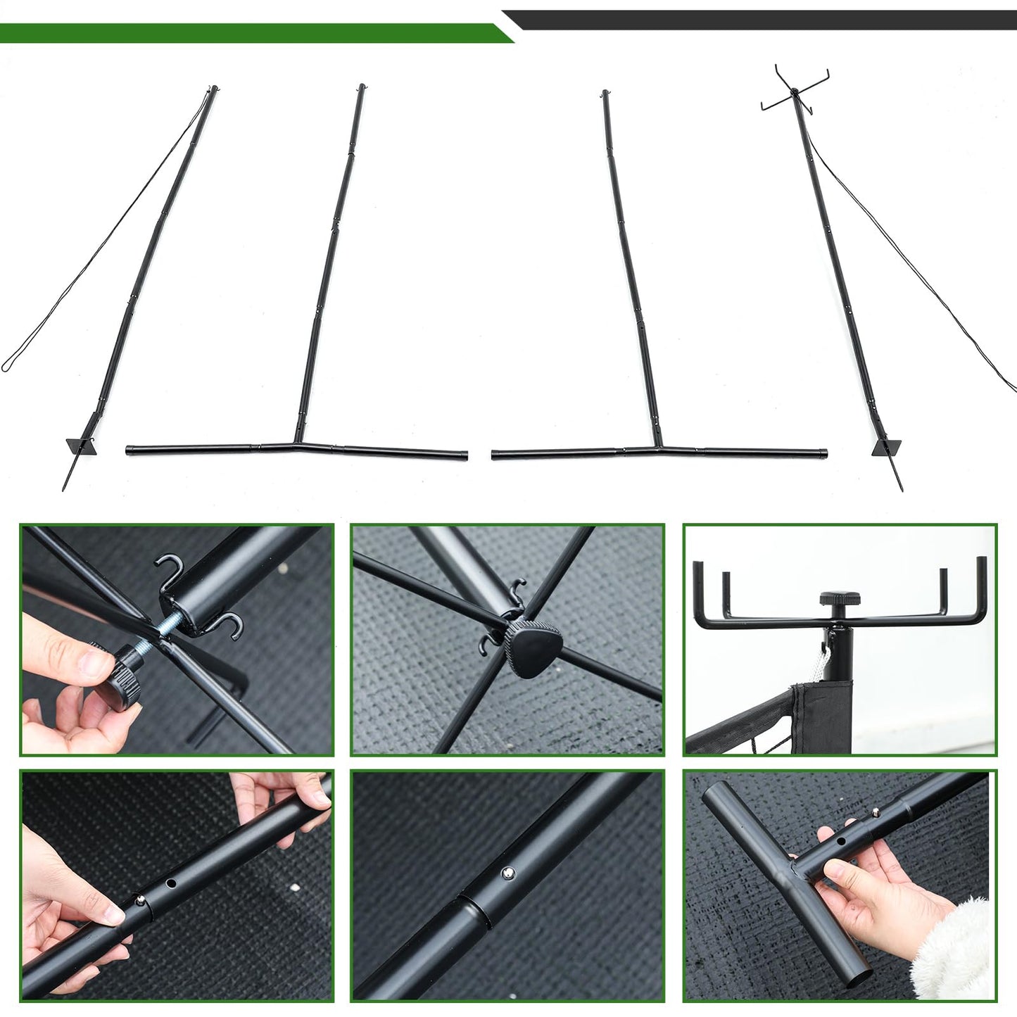 Yoojahow 40 x 5ft Driveway Guard Barricade Net, Heavy Duty Driveway Safety Net, Anti-Tear Remove Defense Netting with Spiral Ground Stakes and Support Poles, Visual Barrier for Playtime Safety (Black)