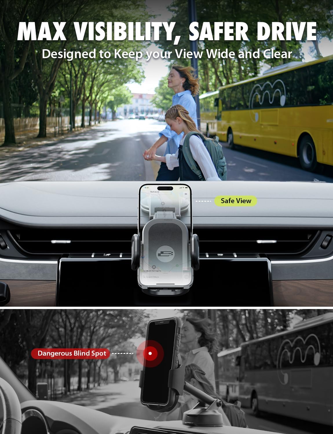 Bracketron TripGrip Low-Profile Dashboard Car Phone Holder Mount, One-Click Expandable Phone Holders for Your Car